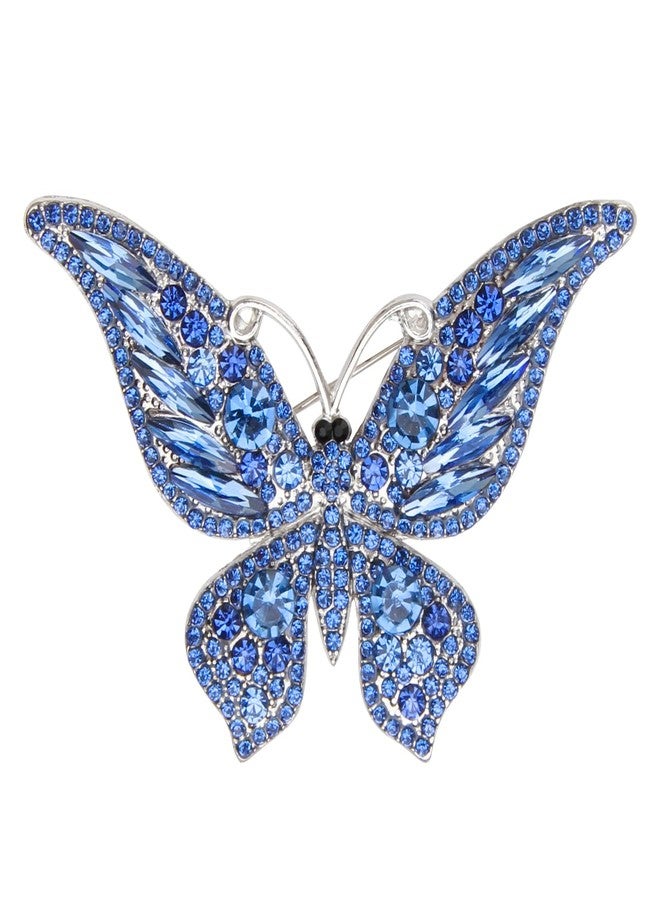 CZMZHFC Crystal Rhinestone Butterfly Brooch,Elegant Butterfly Lapel Pins,Fashion Exquisite Crystal Animal Shape Brooches Lapel Pins,Dress Accessories Jewelry Gift for Women Daily Decoration (Blue) - Image 1